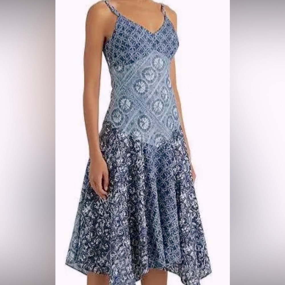 Lauren Ralph Lauren Sundress w Handkerchief hem. Shell Linen, Lining Cotton NWOT